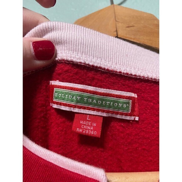 Holiday Traditions Women's Red and White Button Christmas Snowflake Sweater L - Picture 7 of 9
